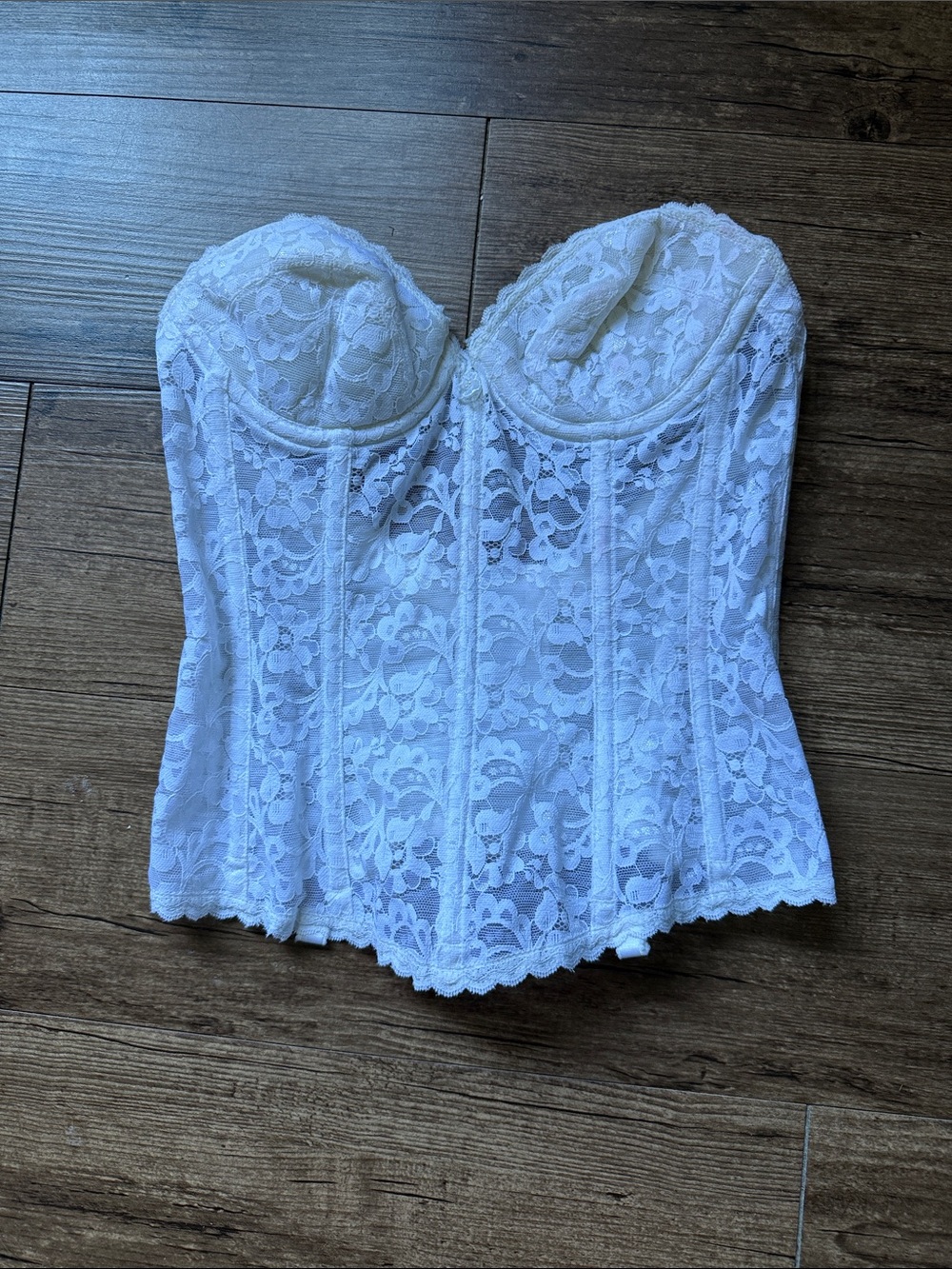 Fredericks Of Hollywood Y2K White Lace Bustier Corset